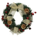 【取寄品】 PVCリース ゴールドリボン 20cm 【 クリスマス飾り 装飾 パーティーグッズ ミニサイズ 壁飾り 玄関 ドア飾り デコレーション クリスマスパ...