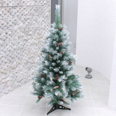 クリスマスツリー 120cmスノーデコツリー(松ぼっくり) 【 雪 装飾 白 飾り ヌードツリー ホワイトツリー 】