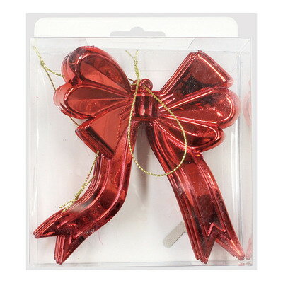 クリスマス　ツリー　オーナメント オーナメント リボンレッド 12cm 3個入 【 ツリー飾り クリスマスツリー 装飾 デコレーション クリスマスパーティー クリスマス飾り パーティーグッズ 雑貨 】