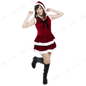 サンタ コスプレ Patymoノースリーブフリルサンタ 【 コスプレ 衣装 セクシー コスチューム ノースリーブ レディース サンタ ワンピース 大人用 サンタクロース 仮装 クリスマス サンタ服 サンタコスプレ 女性用 袖なし 】