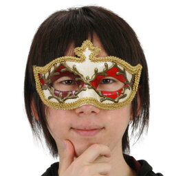 コスプレ 仮装 ベネチアンマスク ホーンフォックス ワインレッド/レッド(金縁) 【 コスプレ 衣装 ハロウィン パーティーグッズ おもしろ かぶりもの 仮面舞踏会 マスク ダンスマスク ドミノマスク 面白マスク おもしろマスク ヴェネチアン アイマスク 変装グッズ 】