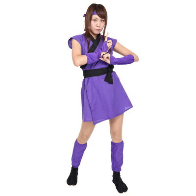 コスプレ 仮装 Patymo くノ一 紫(忍者，NINJA) 【 コスプレ 衣装 ハロウィン 仮装 レディース 服 コスチューム 忍者 時代劇 くのいち 和風 大人用 余興 パーティーグッズ にんじゃ ニンジャ 和服 和装 女忍者 女性用 】