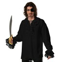 コスプレ 仮装 フリルパイレーツシャツ ブラック Std 【 コスプレ 衣装 ハロウィン 仮装 コスチューム 海賊 シャツ メンズ 大人用 パーティーグッズ 余...