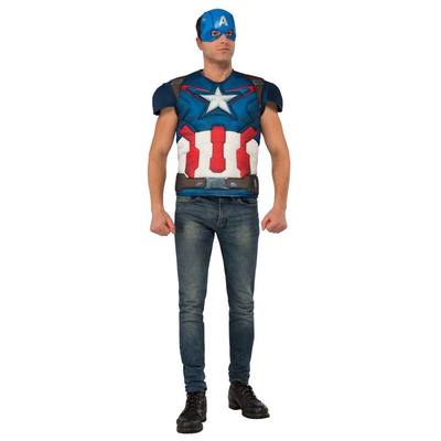 コスプレ 仮装 キャプテンアメリカ マッスルチェスト トップス＆マスク 【 コスプレ 衣装 ハロウィン 仮装 コスチューム マーベル グッズ アベンジャーズ 正規ライセンス品 男性用 メンズ 大人用 アメコミ 映画キャラクター 公式 Captain America MARVEL 余興 】