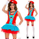 コスプレ 仮装 配管工ガール レッド SM 【 コスプレ 衣装 ハロウィン 仮装 コスチューム アニメ ゲームキャラクター 余興 レディース パーティーグッズ ...