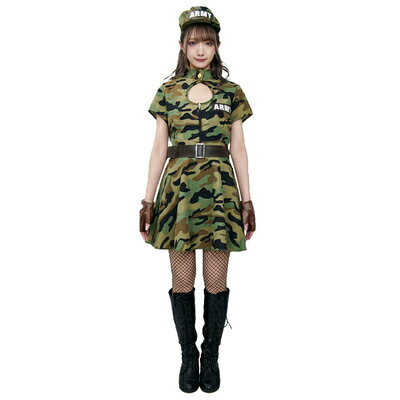 コスプレ 仮装 CLUB QUEEN Army Lady Green(アーミーレディグリーン) 【 コスプレ 衣装 ハロウィン 仮装 レディース 服 コスチューム アーミー サバイバルゲーム 兵士 ソルジャー 余興 大人用 軍人 女性用 軍服 サバゲー ミリタリー パーティーグッズ 】