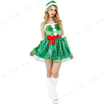 サンタ コスプレ CLUB QUEEN Tree Girl Dress(ツリーガールドレス) 【 コスプレ 衣装 セクシー コスチューム ドレス ノースリーブ レディース サンタ ワンピース 女性用 サンタクロース クリスマス 袖なし 仮装 サンタコスプレ サンタ服 大人用 】