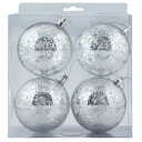 クリスマス ツリー オーナメント プラボール クリスタル シルバー 8cm 4個入 【 クリスマス オーナメント クリスマス飾り クリスマスツリー デコレーショ...