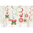 ハンギングスワールデコレーション キャンディケイン12個入 【 クリスマスパーティー ウォールデコ クリスマス飾り パーティーグッズ 吊るし飾り 雑貨 装飾 壁...