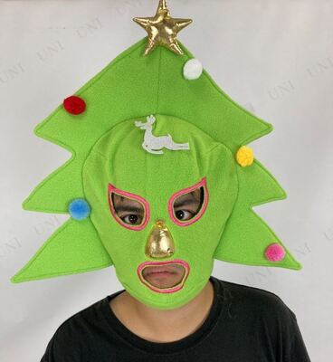 【あす楽12時まで】 Patymo X'masクリスマスツリーマスク 【 笑える 変装グッズ コスプレ おもしろ ハット 面白 帽子 仮装 爆笑 かぶりもの 小物 キャップ 】