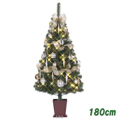 [残り1本] クリスマスツリー セットツリー ベール 四角ポット付 180cm LEDライト付き 【 飾り 装飾 】