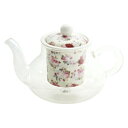 【取寄品】 茶こし付ポット カプリローズ 【 ティーポット 陶器 台所用品 皿 食器 キッチン用品 茶器 】