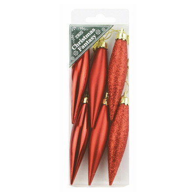 クリスマス ツリー オーナメント [2点セット] アイスクルオーナメントセット バラエティーレッド 9cm 6個入 【 パーティーグッズ デコレーション クリスマス飾り ツララ ツリー飾り 雑貨 装飾 クリスマスツリー クリスマスパーティー ドロップ つらら 】