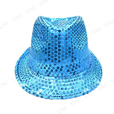 コスプレ 仮装 スパンコールカラーハット スカイブルー 【 コスプレ 衣装 ハロウィン パーティーグッズ かぶりもの マジシャン 帽子 ハロウィン 衣装 手品師 シルクハット 手品帽子 変装グッズ プチ仮装 ダンス キャップ 】
