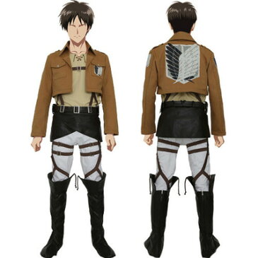 【取寄品】 コスプレ 仮装 進撃の巨人 調査兵団コスチュームセット エレンver. ユニセックスL 【 キャラクター メンズ 余興 女性用 大人用 パーティーグッズ 男女兼用 衣装 アニメ 男性用 レディース ハロウィン 】