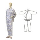 【取寄品】 パジャマ型ねまき 秋冬用 婦人 L サックスLサイズ 【 介護用品 福祉用品 衣類 】