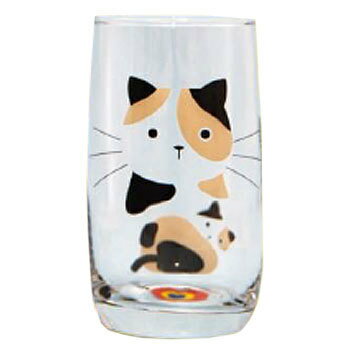 猫グラスはじめました 三毛 【 キッチン用品 ガラス製 食器 カップ グラスコップ 台所用品 ガラスコップ 】