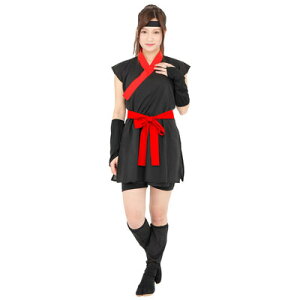 コスプレ 仮装 Patymo くノ一 黒 【 コスプレ 衣装 ハロウィン 仮装 レディース 服 コスチューム 忍者 女性用 余興 にんじゃ ニンジャ 大人用 和装 女忍者 パーティーグッズ くのいち 和服 和風 時代劇 】