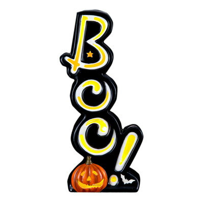 33cmセラミックBOOパンプキン 【 インテリア 雑貨 電飾 ライト ハロウィン 飾り 装飾品 光る イルミネーション デコレーション 】