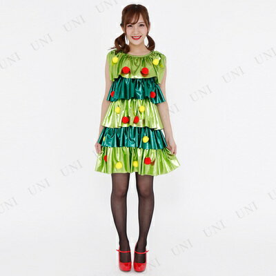 【あす楽12時まで】 サンタ　コスプレ Patymo キュートツリーワンピース 【 コスプレ 衣装 レディース 服 セクシー コスチューム ワンピース ノースリーブ 袖なし 大人用 仮装 サンタ服 クリスマス サンタクロース 女性用 サンタコスプレ 】