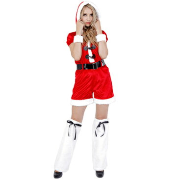 【あす楽12時まで】 サンタ　コスプレ CLUB QUEEN Hood Rompers Santa(フードロンパースサンタ) 【 コスプレ 衣装 服 レディース クリスマス サンタ ショートパンツ ズボン 仮装 大人用 サンタクロース サンタコスプレ サンタ服 コスチューム 女性用 半袖 】