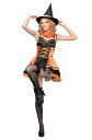 コスプレ 仮装 NYW_2001 オレンジワンピースウィッチ M 【 コスプレ 衣装 ハロウィン 仮装 コスチューム 可愛い 魔女 ワンピース レディース 余興...