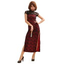 【取寄品】 コスプレ 仮装 上海バラード レッド 2L (ロングチャイナドレス) 【 民族衣装 余興 女性用 コスチューム 伝統衣装 チャイナ服 大人用 レディース ハロウィン パーティーグッズ 】