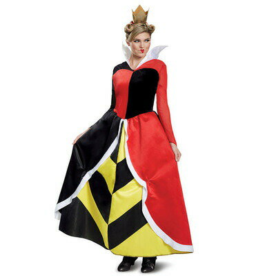 コスプレ 仮装 ハートの女王 デラックス 大人用 L 【 コスプレ 衣装 ハロウィン 仮装 コスチューム 不思議の国のアリス グッズ 王妃 女性用 クィーン アリス・イン・ワンダーランド 余興 ディズニーヴィランズ パーティーグッズ 正規ライセンス品 悪役 公式 】