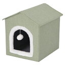 ペットハウス 三角屋根 Sサイズ グリーン 【 ネコ イヌ ペットグッズ カドラー 寝具 ベッド 犬用品 ペット用品 猫用品 】