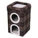 ペットハウス 2ルーム ルーフベッド付 ブラウンチェック 【 犬用品 ペット用品 寝具 イヌ カドラー 猫用品 ペットグッズ ネコ 】
