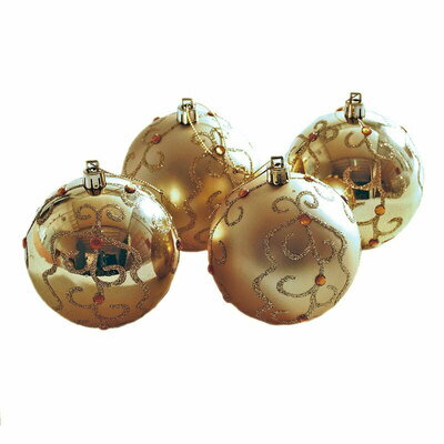 クリスマス ツリー オーナメント 80mm からくさゴールドボール 4個入り 【 装飾 ツリー飾り 雑貨 クリスマスパーティー クリスマス飾り デコレーション パーティーグッズ クリスマスツリー 】