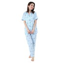 【取寄品】 SAZAC(サザック) フラワーマロンクリームシャツパジャマ サックス レディスL 【 レディース 女性用 部屋着 ファッション ルームウェア 寝間...