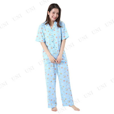 【取寄品】 SAZAC(サザック) ラーメン食べたいハンギョドンシャツパジャマ サックス レディスM 【 ルームウェア 大人用 サンリオ キャラクター 女性用 レディース 部屋着 ファッション 寝間着 寝巻き 】