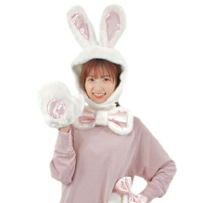 【取寄品】 コスプレ 仮装 かわいい ふわふわうさぎ 3 点セット 【 帽子 かぶりもの ハロウィン 衣装 キャップ 動物 ハット 変装グッズ アニマル プチ仮装 パーティーグッズ 】