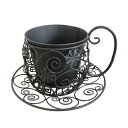 【取寄品】 ティーカップ型プランター ブラック 【 ガーデニング用品 ポット 植木鉢 園芸 】