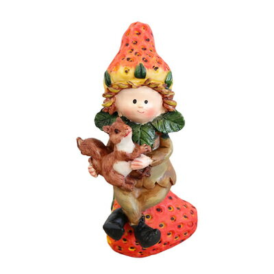 【取寄品】 置物 フルーツ妖精 イチゴ リス 【 オブジェ おしゃれ インテリア雑貨 】