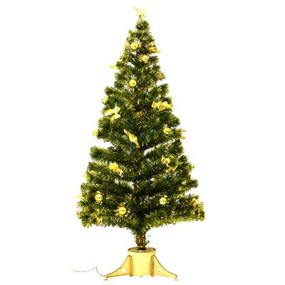 クリスマスツリー 150cm光ファイバーツリー(金色装飾/金色葉) 【 ライト 飾り 】