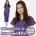 SAZAC(サザック) Arrow heartキティ半袖シャツパジャマ ネイビー レディスM