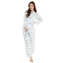 【取寄品】 SAZAC(サザック) Full flowerマロンクリームシャツパジャマ(巾着付き) サックス レディスL 【 寝巻き キャラクター 女性用 大人...