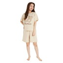 【取寄品】 SAZAC(サザック) リラックマ ミニ裏毛Tスーツ ベージュ レディスL 【 女性用 部屋着 キャラクター レディース ファッション 大人用 パジ...