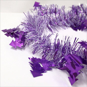 クリスマス ツリー オーナメント [2点セット] 200cmパーティーガーランド・クリスマスモール ツリー型ホワイト＆パープル 【 クリスマス飾り ツリー飾り クリスマスパーティー 雑貨 室内装飾 クリスマスツリー デコレーション 天井飾り パーティーグッズ 】