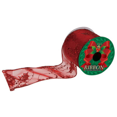 クリスマス ツリー オーナメント [4点セット] 63mm ロールリボン ヒイラギレッド 【 クリスマスツリー パーティーグッズ クリスマスパーティー 装飾 ツリー飾り デコレーション クリスマス飾り 雑貨 】