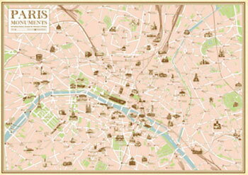 【取寄品】 Paris Map A ポスター 【 インテリア雑貨 】