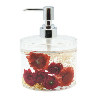 【取寄品】 アクリル水中花 ソープディスペンサー レッド 58725 【 石鹸 バス用品 石けん置き ホルダー お風呂用品 ソープディッシュ お風呂グッズ 】