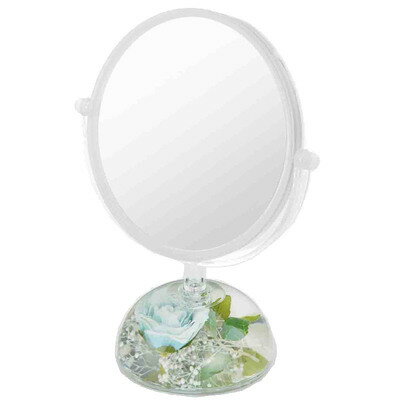 アクリル水中花 両面スタンドミラー ホワイト＆ブルー 58802 【 小型 メイクミラー カガミ 化 ...