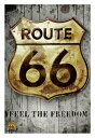 ROUTE 66 - golden sign ポスター 【 CG グラフィック インテリア雑貨 デザイン 】