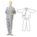 【取寄品】 パジャマ型ねまき 通年用婦人 花柄 M 【 福祉用品 介護用品 衣類 】