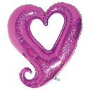 あす楽12時! 【アルミ風船】チェーンオブハート ホログラムパープル37
