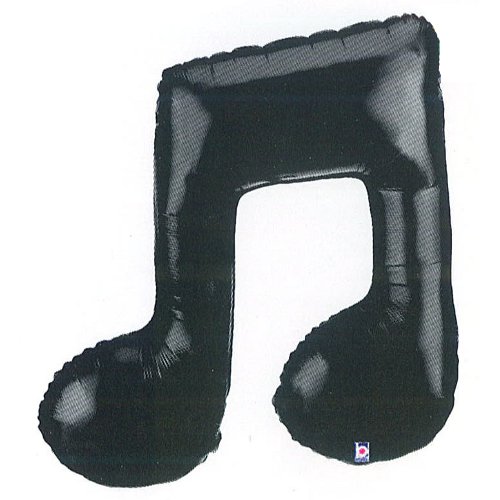 あす楽12時! 【アルミ風船】音符バルーン ミュージックノートダブル ブラック100cm5枚1パック【BLT85377】【メール便OK】