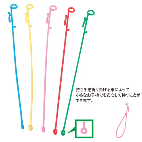 あす楽12時! バルーン配り スティック 棒 風船 リングスティック24cm 5色アソート24cm100本【ACC30114】